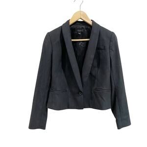 J.Crew Wool Blend Blazer Size 6 Short Black Tailored Cropped Workwear Chic